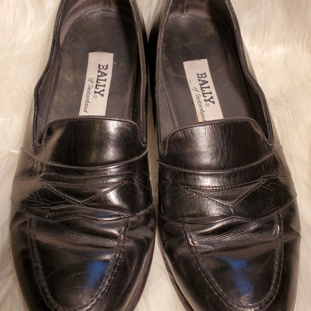 BALLY of Switzerland Black Men 10D Leather Loafers - Picture 2 of 8